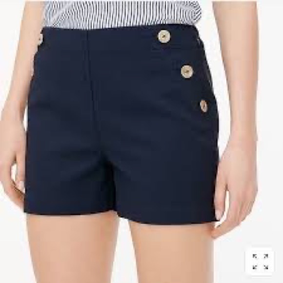 J Crew high waisted Sailor short in stretch piqué cotton in navy blue - Picture 1 of 10
